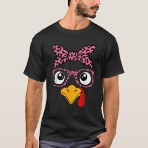 Camiseta Bonita Ação de Graças Turquia Face Leopardo Imprim