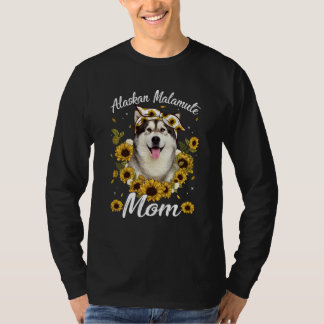 Camiseta Bonita Alaskan Malamute Mãe Cachorro De Girassol M