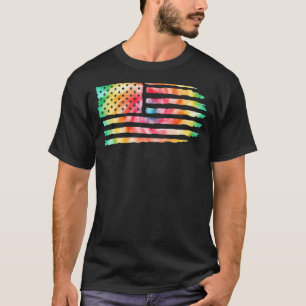 Camiseta Bonita bandeira dos EUA Tie Dye Tie Tie Dye Outfit