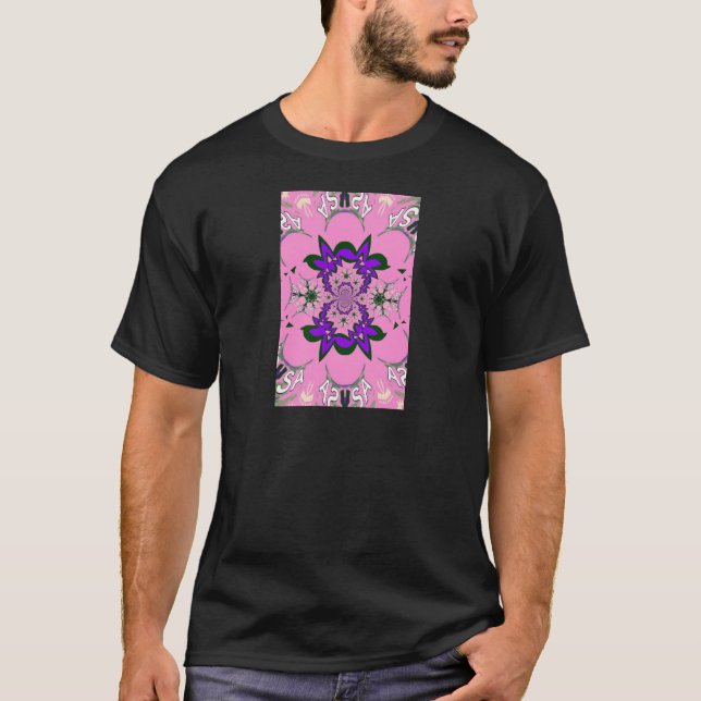 Camiseta Bonita Bebê Rosa Floral Roxo-Forte Arte-Motif (Frente)