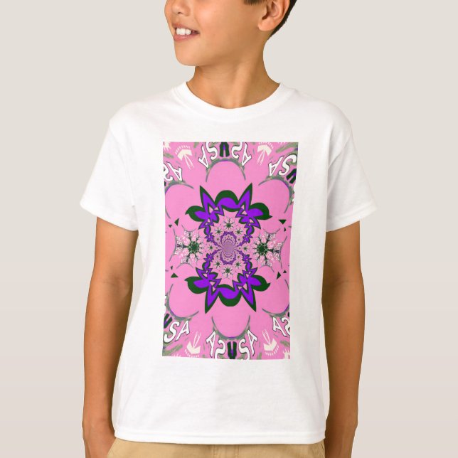 Camiseta Bonita Bebê Rosa Floral Roxo-Forte Arte-Motif (Frente)