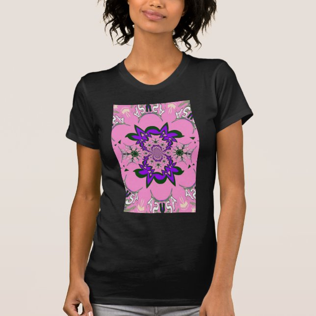 Camiseta Bonita Bebê Rosa Floral Roxo-Forte Arte-Motif (Frente)