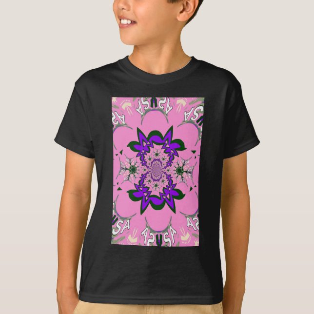 Camiseta Bonita Bebê Rosa Floral Roxo-Forte Arte-Motif (Frente)