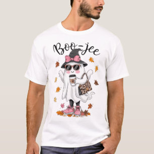 Camiseta Bonita Boo Jee Ghost Halloween Leopard Ghost Coffe