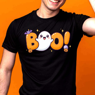 Camiseta Bonita "BOO" no Halloween de Kawaii! Fantasma
