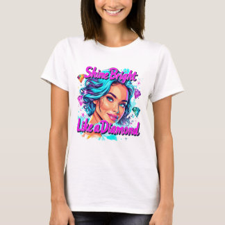 Camiseta Bonita Brilha Brilhante da Menina como um Diamante