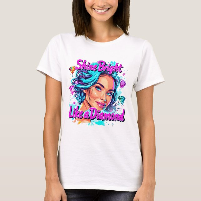Camiseta Bonita Brilha Brilhante da Menina como um Diamante (Frente)