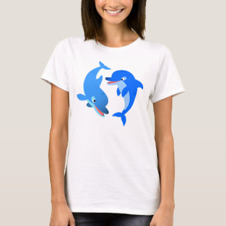 Camiseta Bonita Brincadeira Golfinhos Mulheres Camisa-T