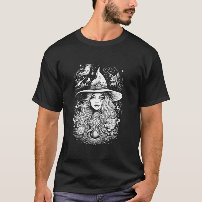Camiseta Bonita Bruxa Occulta Gótica Shirt Hallowee (Frente)