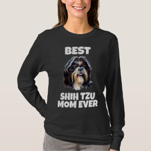 Camiseta Bonita Cachorro Shih Tzu Melhor Mãe Ajustado Relax