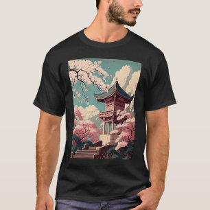 Camiseta Bonita cereja Sakura floresce santuário japonês