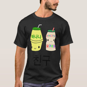Camiseta Bonita Chingoo Hangul, melhores amigos Banana Milk