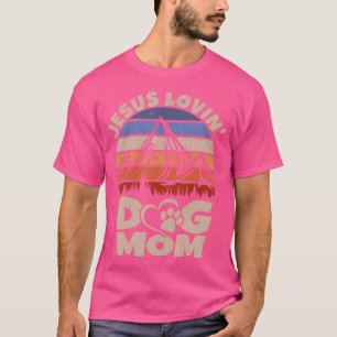 Camiseta Bonita Christian Retro Jesus Adorando Cachorro Mam