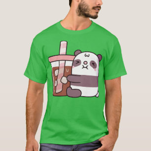 Camiseta Bonita Chubby Panda Bear Abraçando Café Forçado
