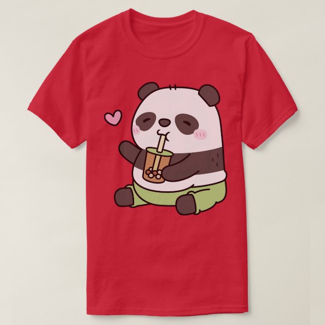 Camiseta Bonita Chubby Panda Bear Adora Chá De Bolha (Frente do Design)
