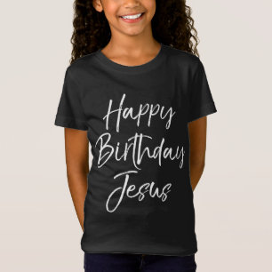 Camiseta Bonita citação de Natal Cristão Dotada Feliz Anive