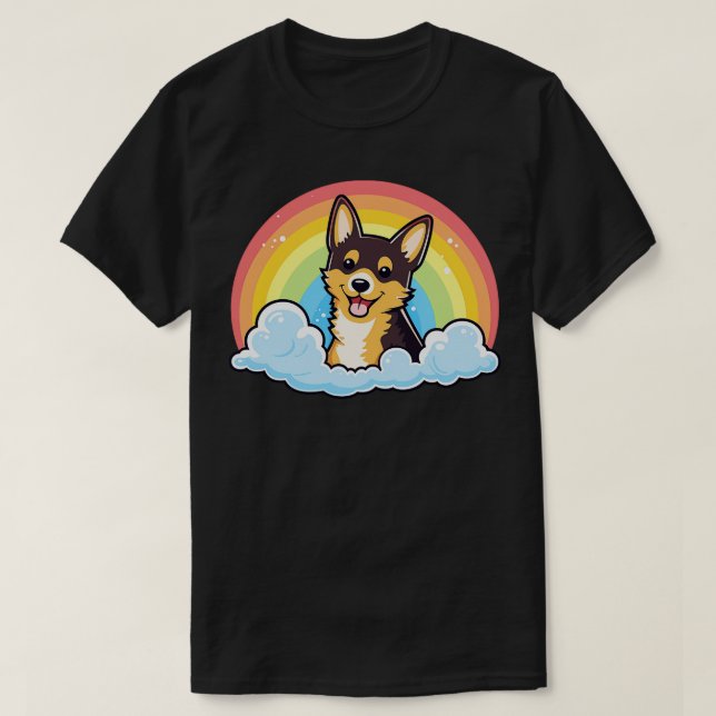 Camiseta Bonita Cloud Rainbow Cloud Kawaii Dog Ha (Frente do Design)