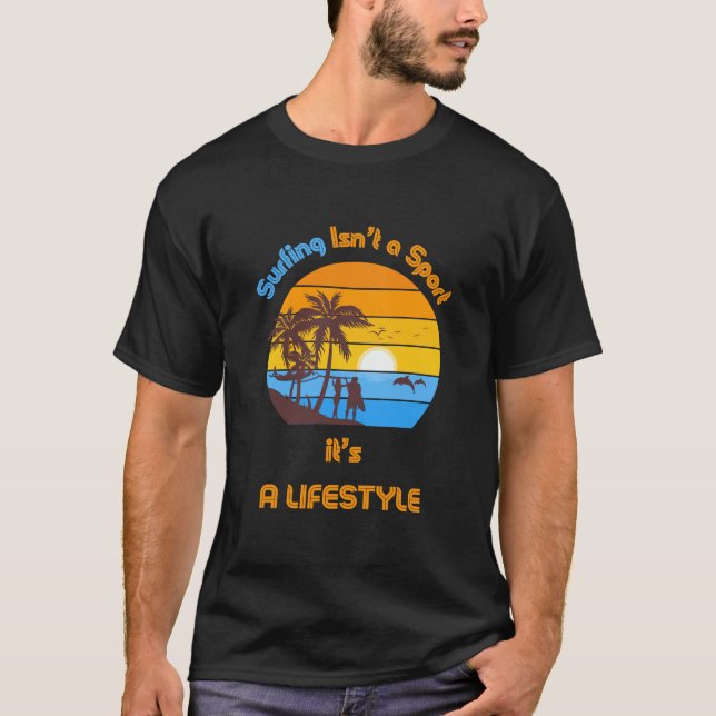 Camiseta bonita com design de surfe (Frente)