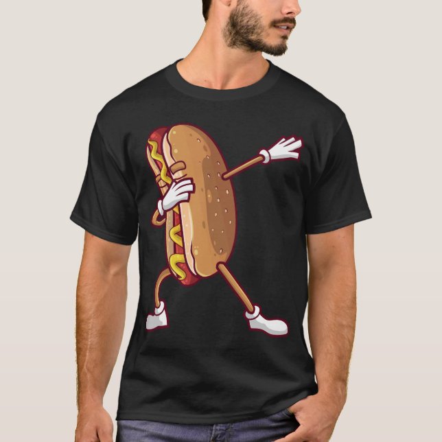 Camiseta Bonita Comida de dança engraçada de cachorro quent (Frente)