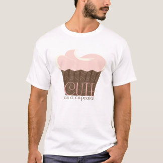 Camiseta Bonita como cupcake! Rosa e Castanho