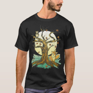 Camiseta Bonita Coruja De Arte Florestal Do Outono