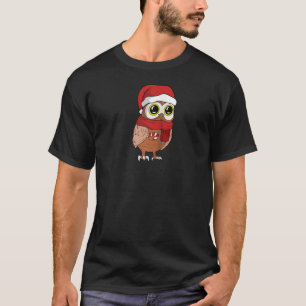 Camiseta Bonita coruja Papai noel presente de Natal com doc