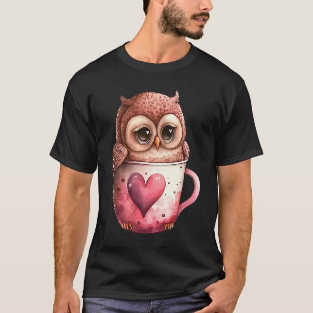 Camiseta Bonita Coruja Valetine Animal Love 8 (Frente)