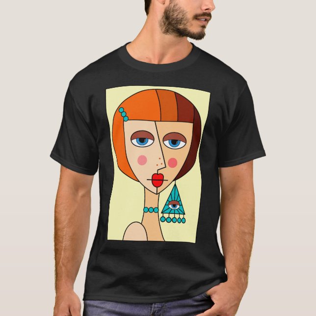 Camiseta Bonita Cubismo Das Mulheres Ruivas (Frente)