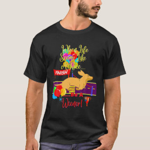 CAMISETA BONITA DACHSHUND DE CASUAL QUANDO A VIDA PARECE UM
