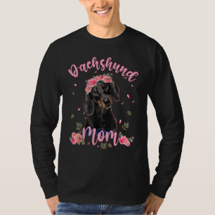 Camiseta Bonita Dachshund Mamãe Flor Mulher