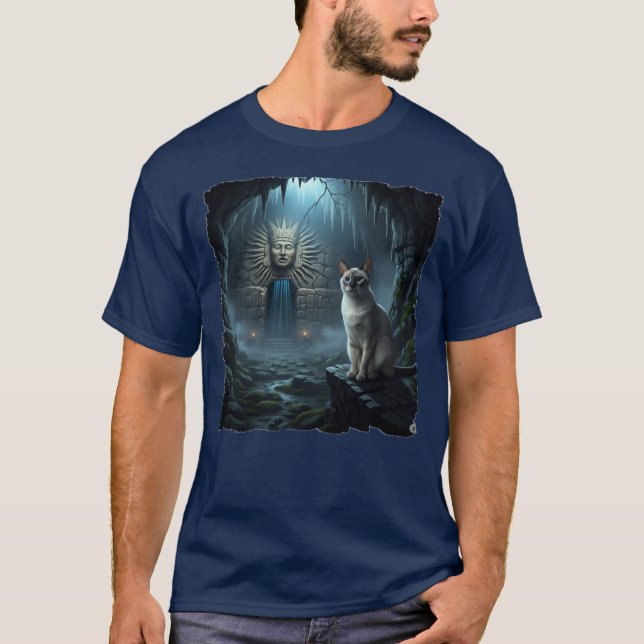 Camiseta Bonita dentro de gato de um templo assustador. (Frente)
