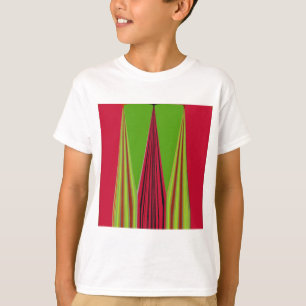 Camiseta Bonita design de arte fractal verde-amarela vermel
