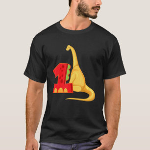 Camiseta Bonita Dinossauro 1.º Aniversário Meninas Meninos