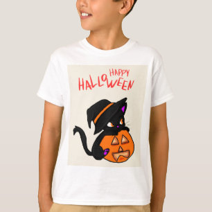Camiseta Bonita Diversão do Dia das Bruxas de Gato - Celebr