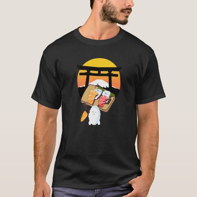 Camiseta Bonita Diversão Dormindo Sushi Para Homens Mulhere (Frente)