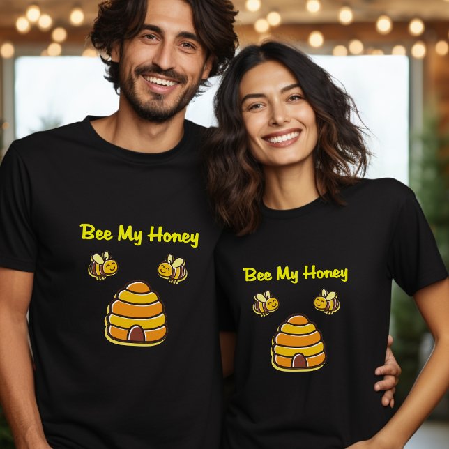 Camiseta Bonita e Doce Abelha Minha Colmeia Escura de Mel (Criador carregado)