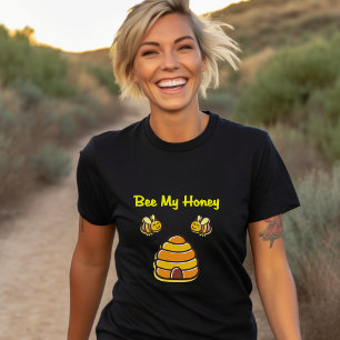 Camiseta Bonita e Doce Abelha Minha Colmeia Escura de Mel