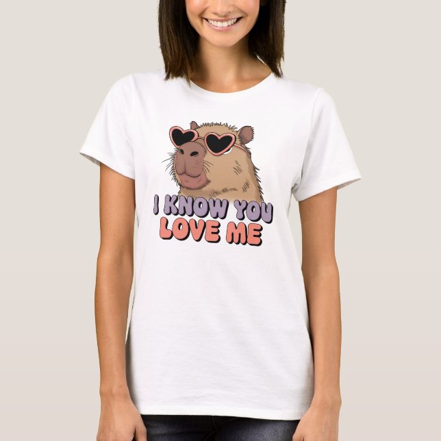 Camiseta Bonita E Engraçada Capybara Eu Sei Que Você Me Ama (Frente)