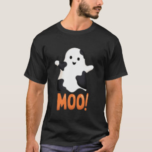 Camiseta Bonita e Engraçada Vaca Fantasma Moo Quero dizer B