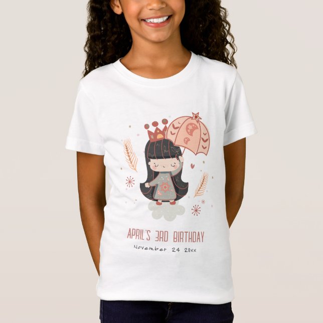 Camiseta Bonita Elegante Rust Boho Princess no Aniversário  (Frente)