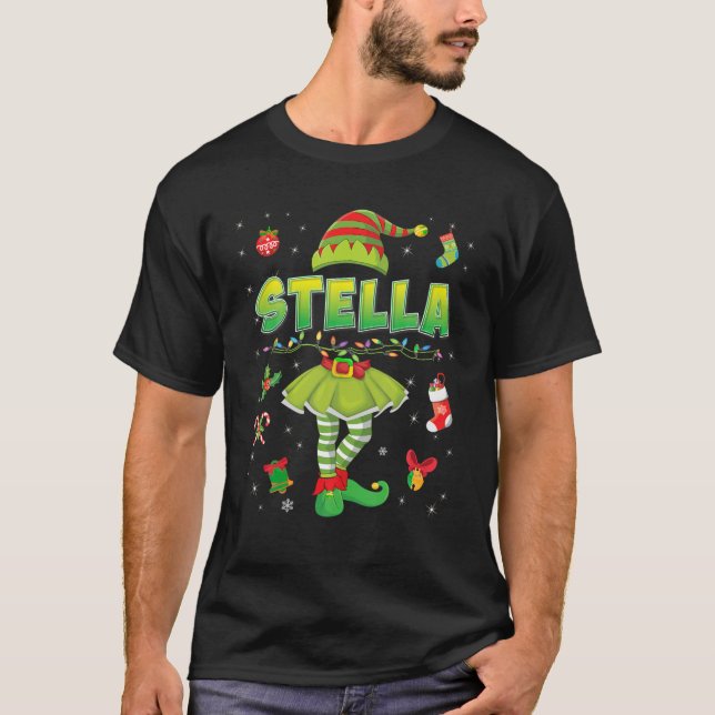 Camiseta Bonita Elf Stella Feliz Papais noeis de Natal Pequ (Frente)
