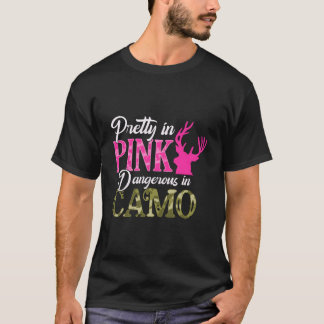 Camiseta Bonita em K, Perigosa em Camuflagem Caçadora