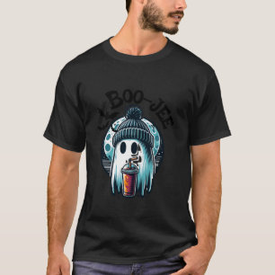Camiseta Bonita estação Spooky Boo Jee Ghost vestindo Beani