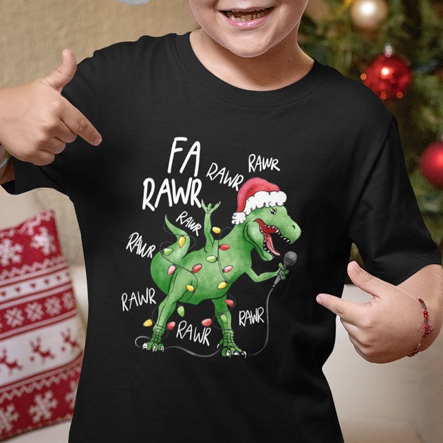 Camiseta Bonita Fa Rawr Rawr Cantando Dinossauro de Natal (Criador carregado)