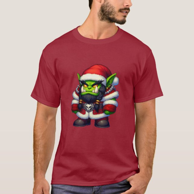 Camiseta Bonita Fantasia Papais noeis de Natal Orc (Frente)