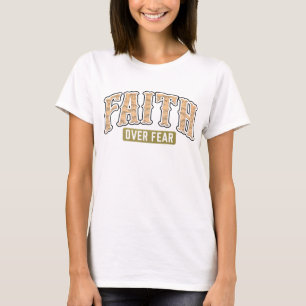 Camiseta Bonita Fé Medo de Arte Religiosa de Palavras