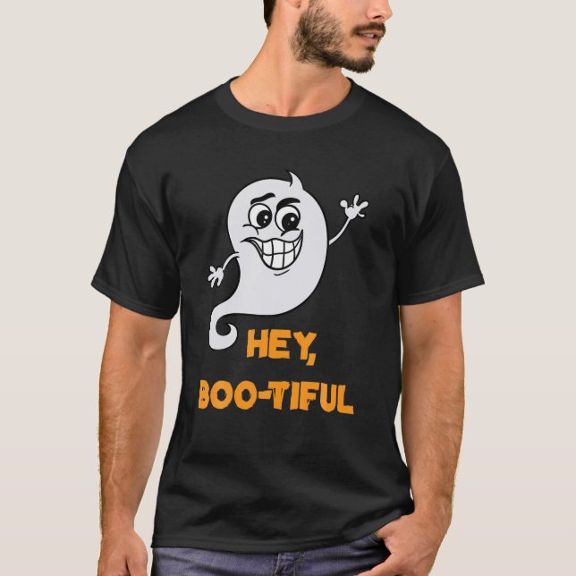 Camiseta Bonita Festeira De Fantasma De Boo-Tiful Para O Di (Frente)
