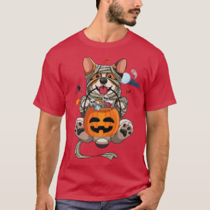 Camiseta Bonita Figurina de Halloween Welsh Corgi Mummy Dog