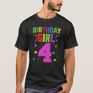 Camiseta Bonita Garota do Bloco de 4 Anos de Nascimento