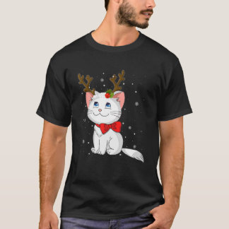 Camiseta Bonita Garota Gato Reindee Natal Gatinho Custo do